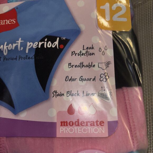 Hanes Boyshort Moderate Comfort Period Protection Panties Girls 12-NEW School - Picture 3 of 6